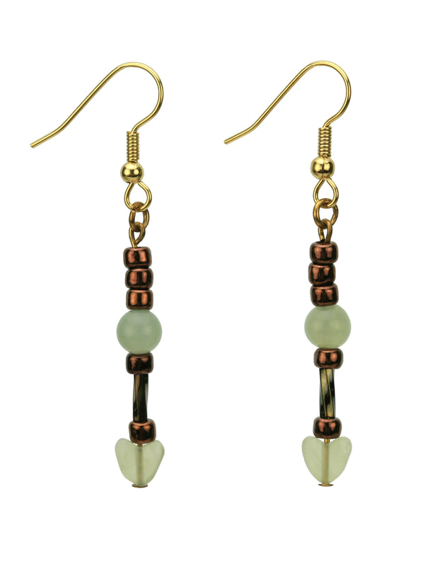 Seagreen new Jade, Twisted Gold and Bronze Gold Earrings