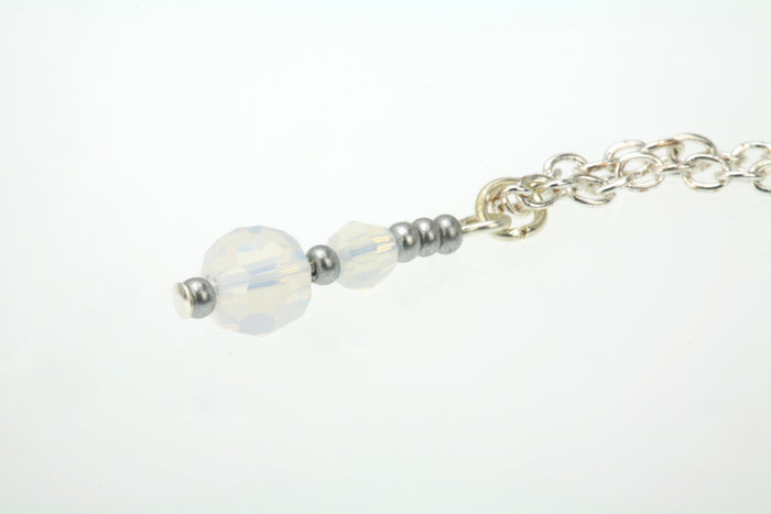 Double White Opal Silver October Birthstone Pendant