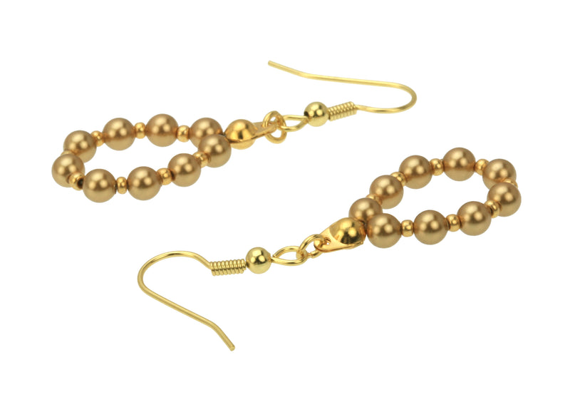Bright Gold Pearl Gold Hoop Earrings