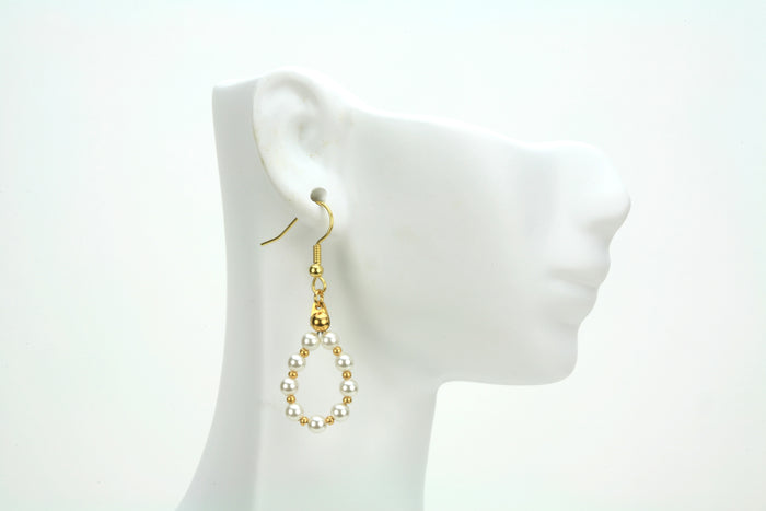 Gold June Pearl Birthstone Earrings