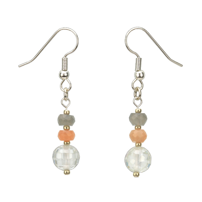 Moonstone and Silver Crystal Earrings