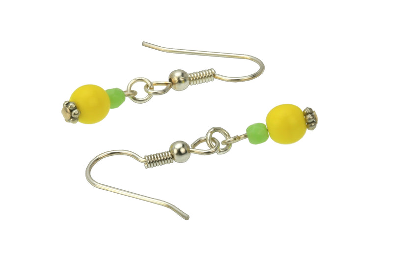 Yellow and Green Silver Earrings