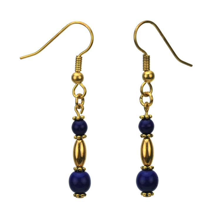 Dark Blue and Dazzling Gold Earrings