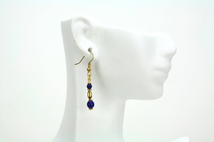 Dark Blue and Dazzling Gold Earrings