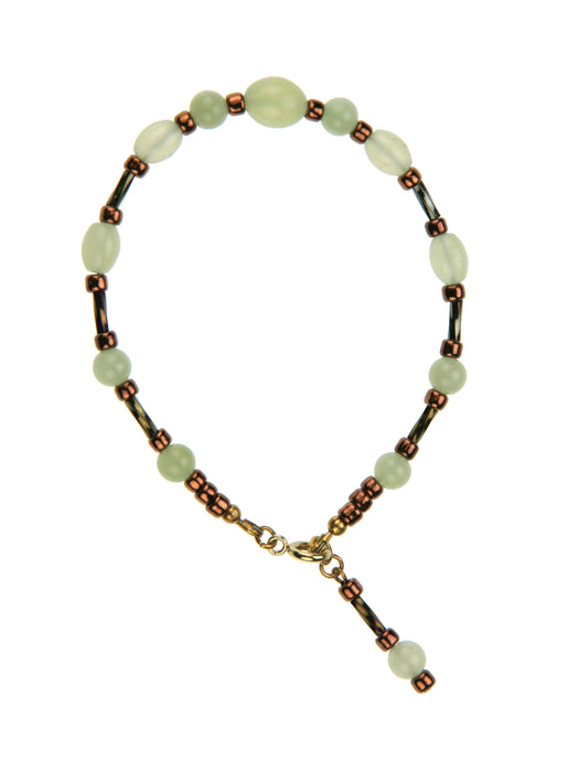 Seagreen New Jade, Twisted Gold and Bronze Gold Bracelet
