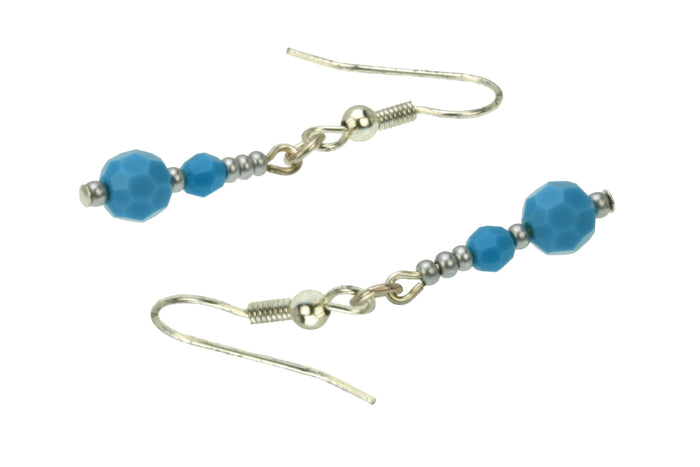 Double Turquoise Silver December Birthstone Earrings