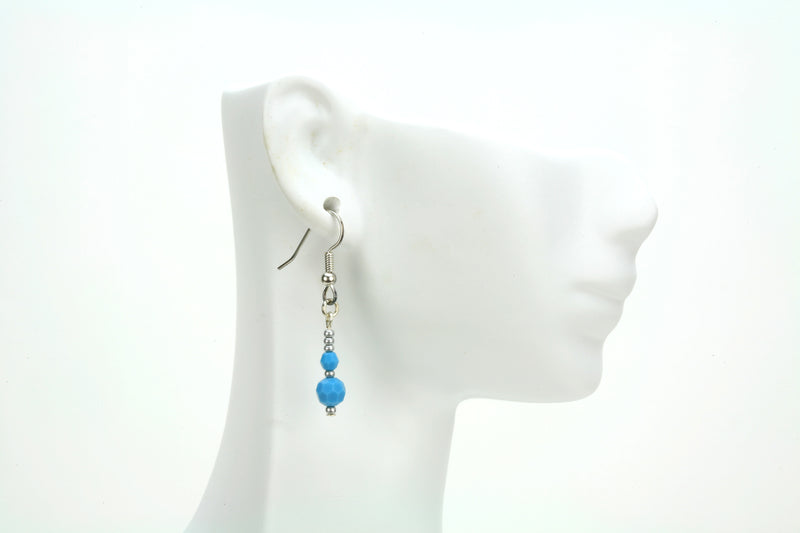Double Turquoise Silver December Birthstone Earrings