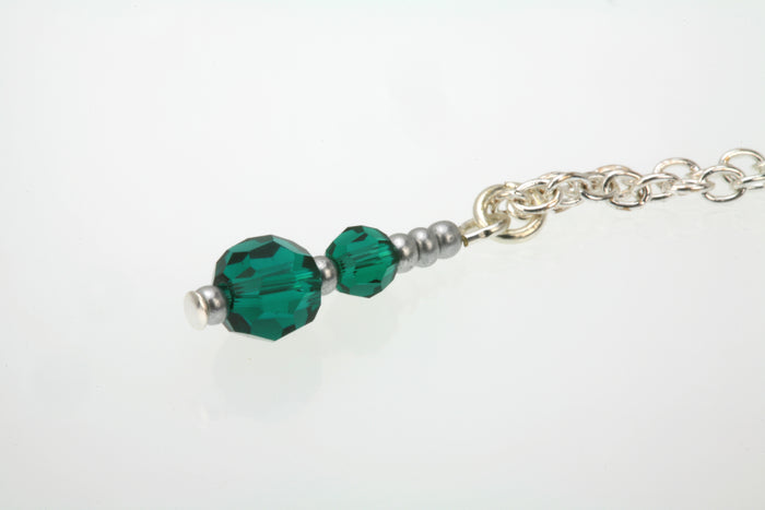 Double Emerald Silver Birthstone Pendant