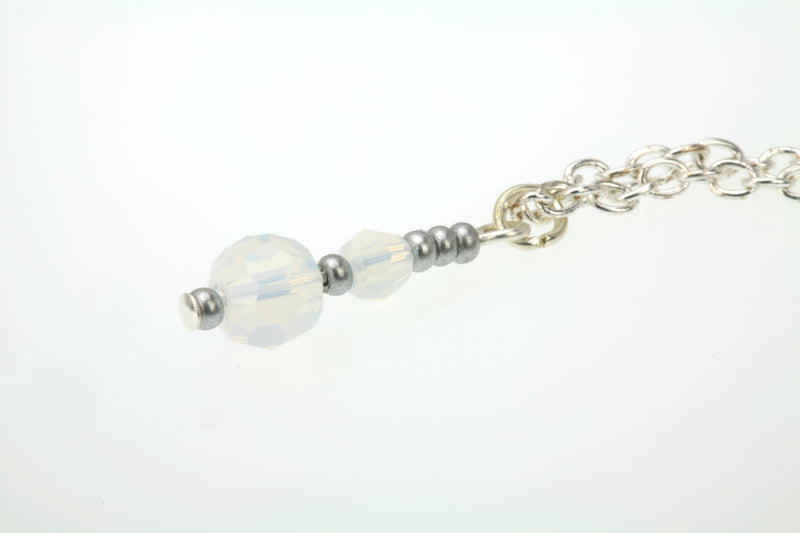 Double White Opal Silver October Birthstone Pendant