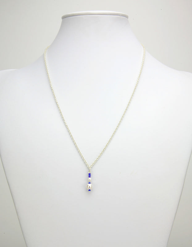 White Pearls and Cobalt Silver Pendant
