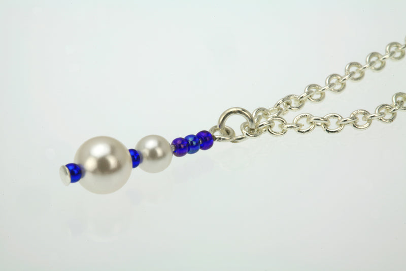 White Pearls and Cobalt Silver Pendant