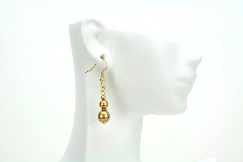 Bright Gold Pearls Gold Earrings