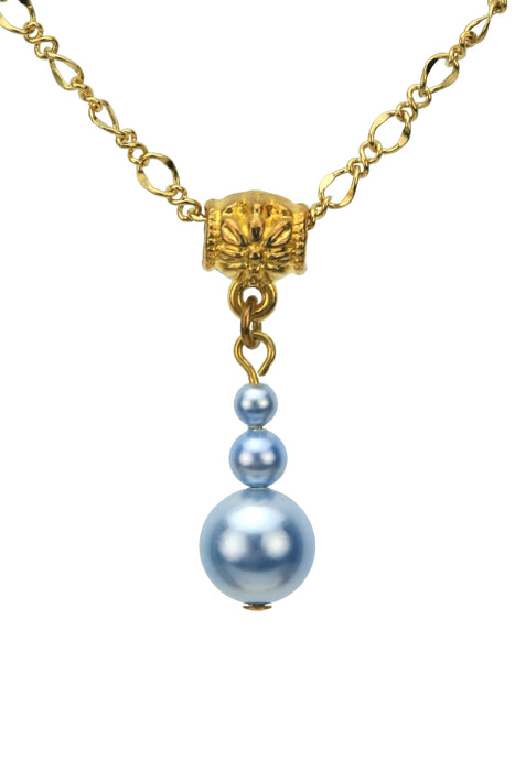 Light Blue Pearls Gold Pendant
