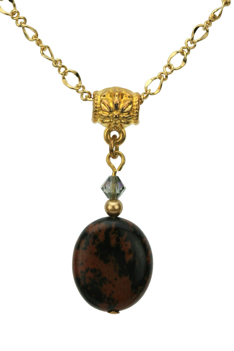Mahogany Obsidian Gold Pendant