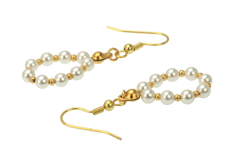 White Pearl Gold Hoop Earrings