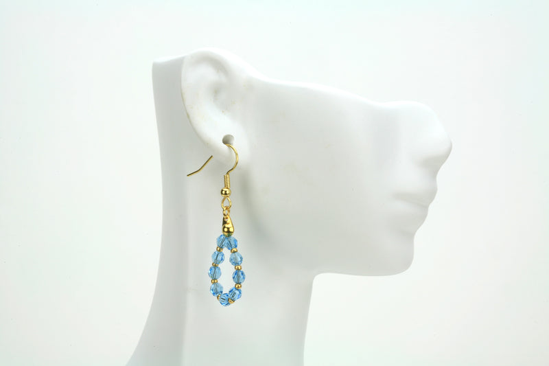 Gold March Aquamarine Birthstone Earrings