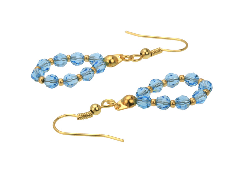Gold March Aquamarine Birthstone Earrings