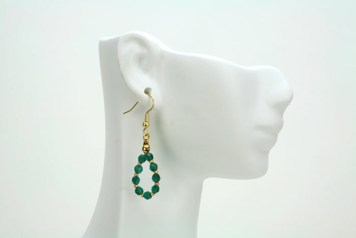 Gold May Emerald Birthstone Earrings