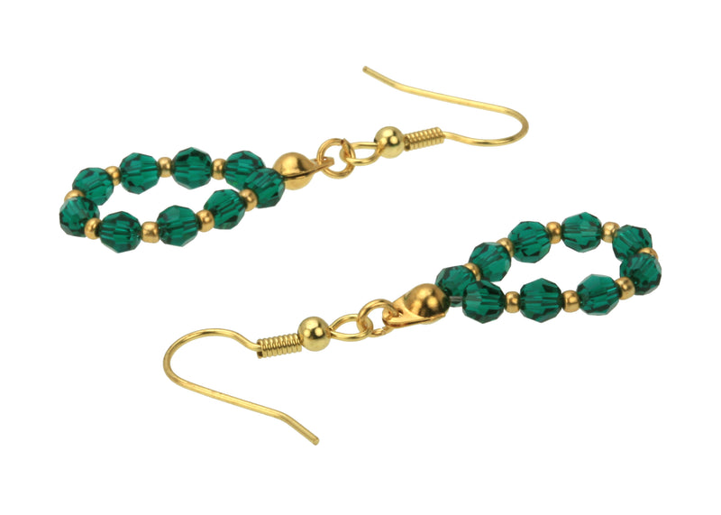Gold May Emerald Birthstone Earrings