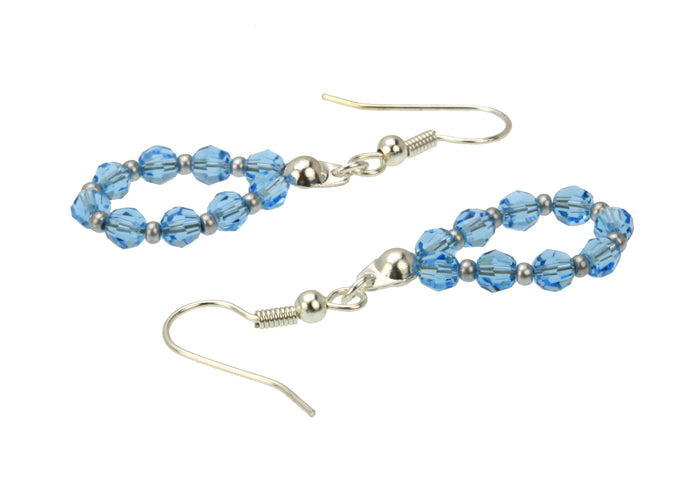 Silver March Aquamarine Birthstone Earrings