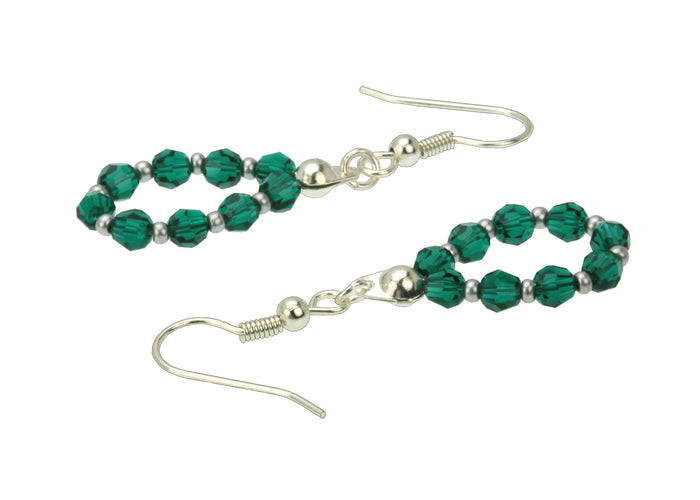 Silver May Emerald Birthstone Earrings