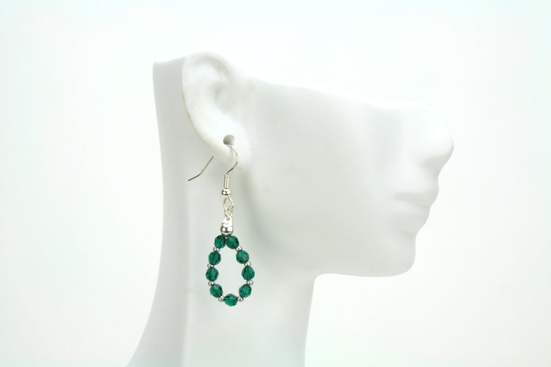 Silver May Emerald Birthstone Earrings