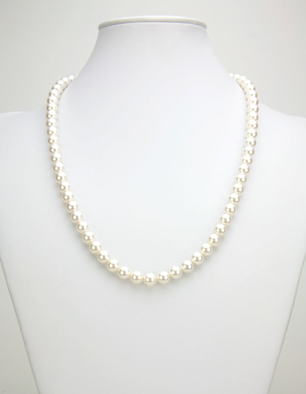White Pearl Silver Necklace