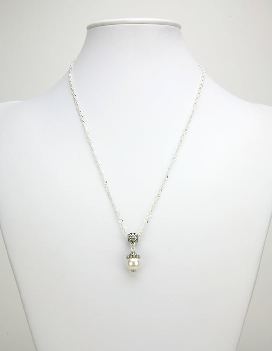 Artisan White Pearl with Bead Cap Silver Pendant