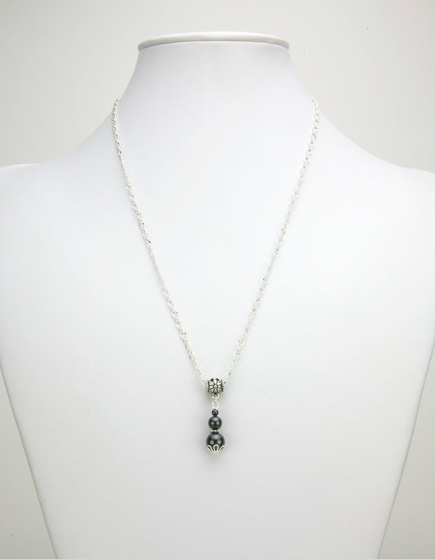 Triple Black Pearl Silver Pendant