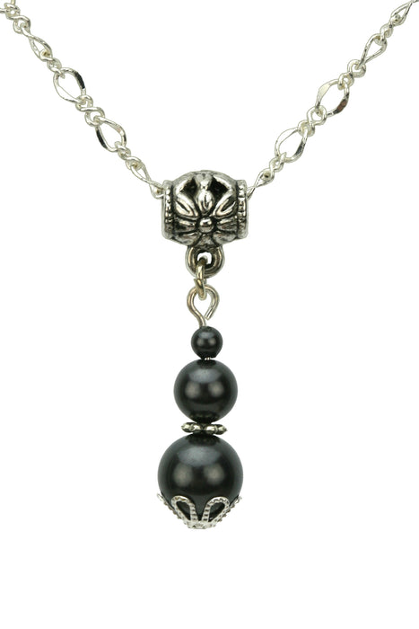Triple Black Pearls Silver Pendant