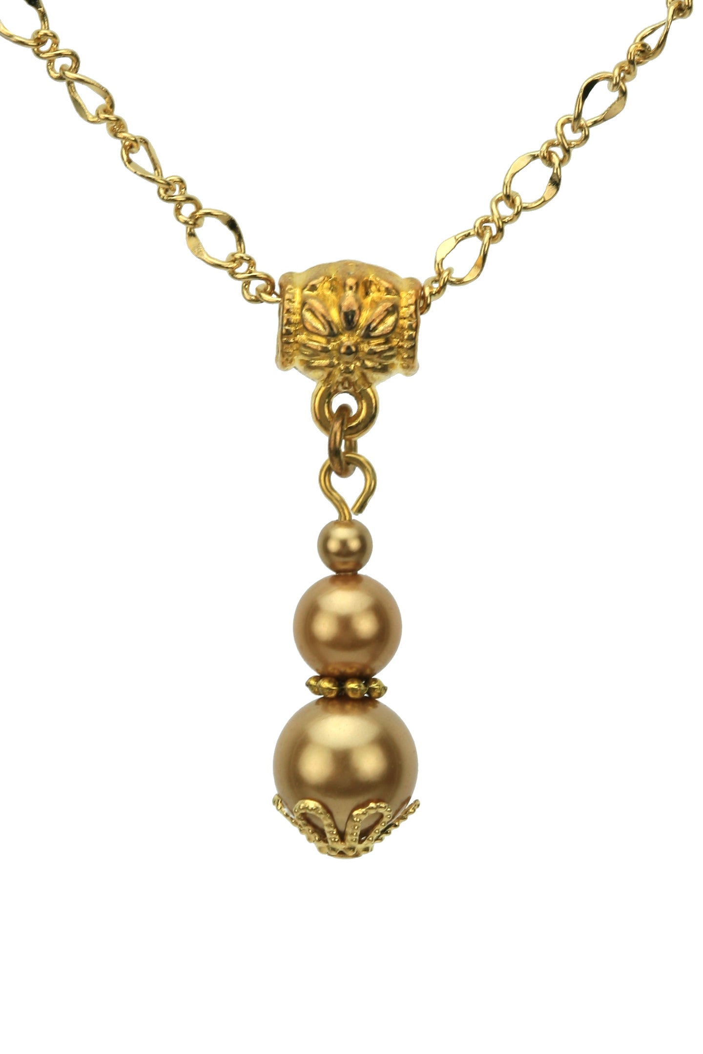 Triple Bright Gold Pearls Gold Pendant