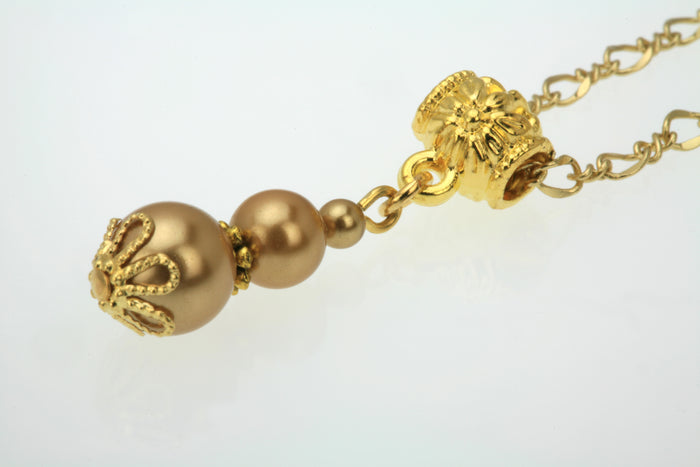 Triple Bright Gold Pearl Gold Pendant