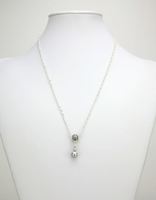 Light Grey Pearl Silver Pendant