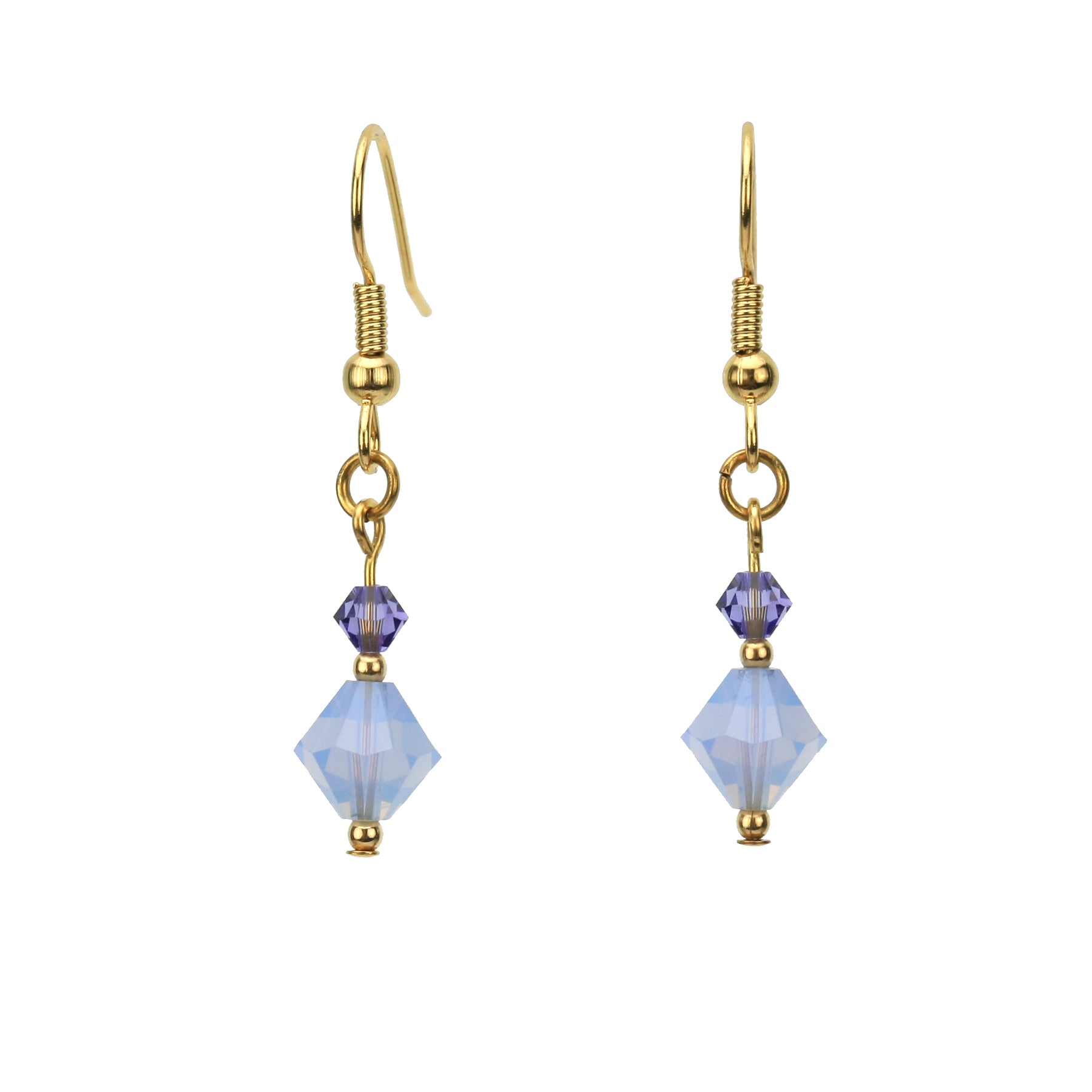 Air Blue Opal and Tanzanite Gold Earrings
