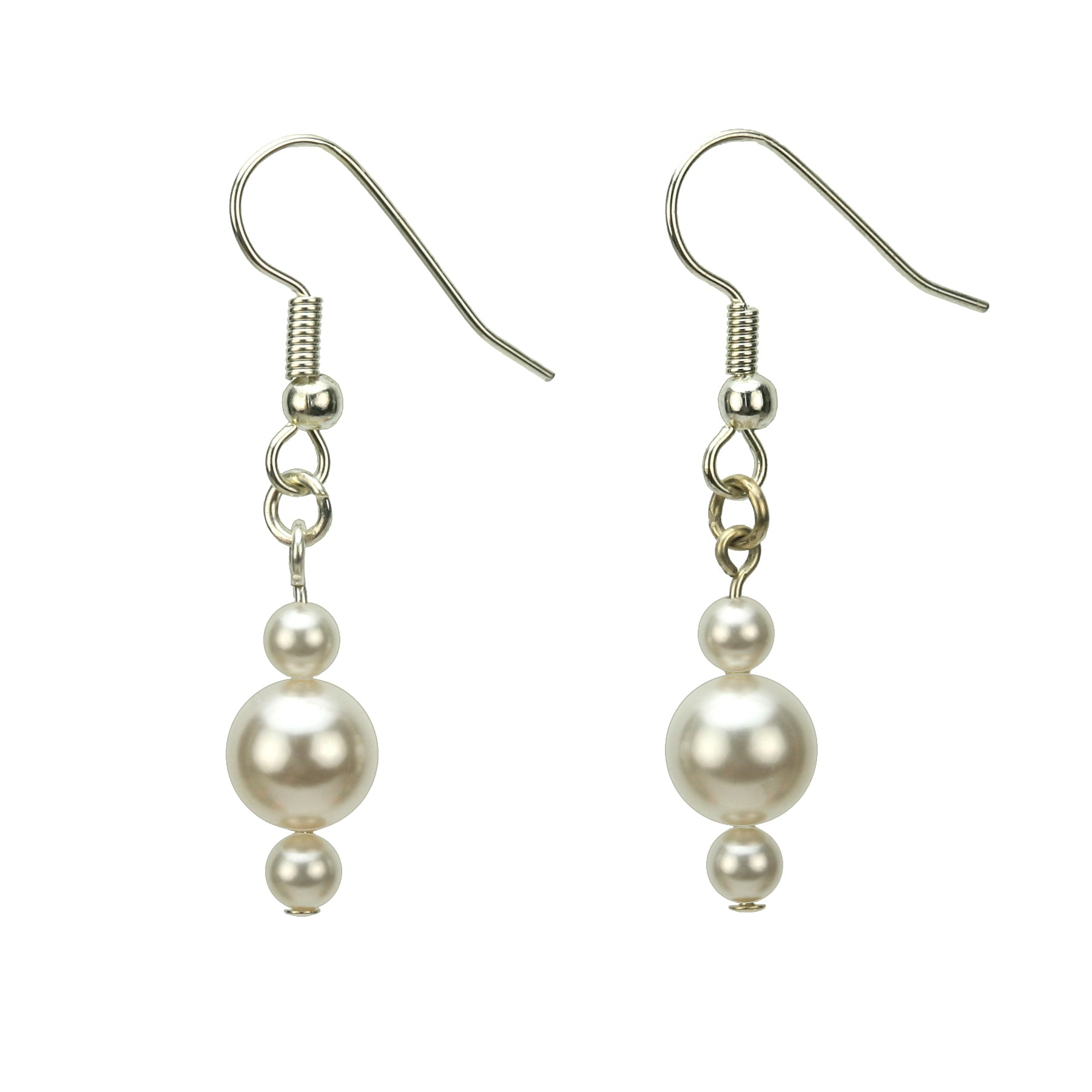 White Pearl Silver Earrings