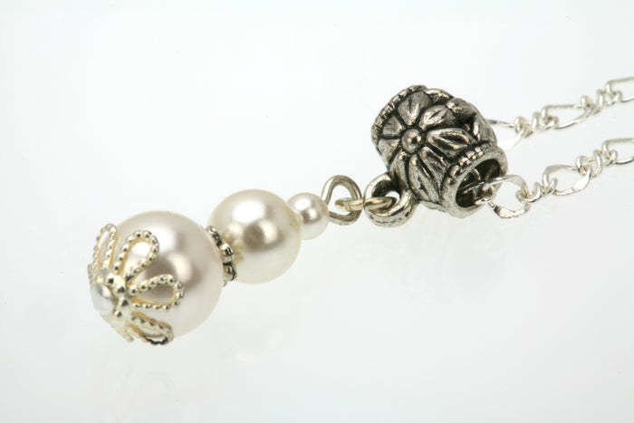 Triple White Pearl Silver Pendant