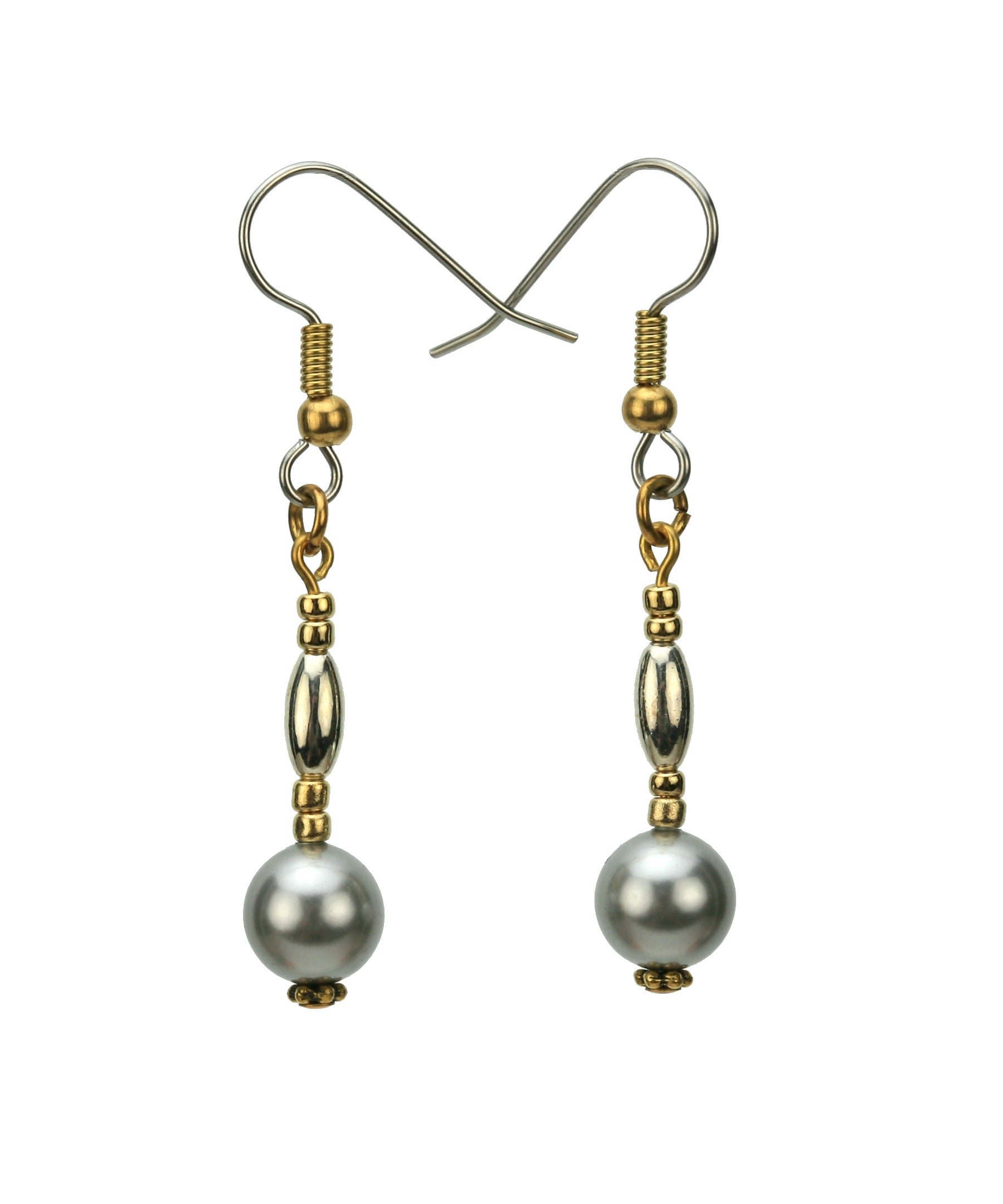 Pearls, Ovals and Beaded Rondelles Gold and Silver Earrings