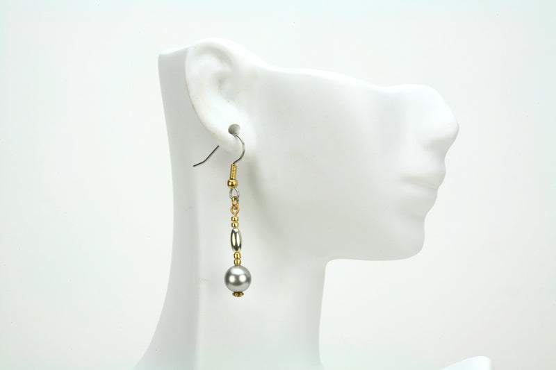 Pearls, Ovals and Beaded Rondelles Gold and Silver Earrings