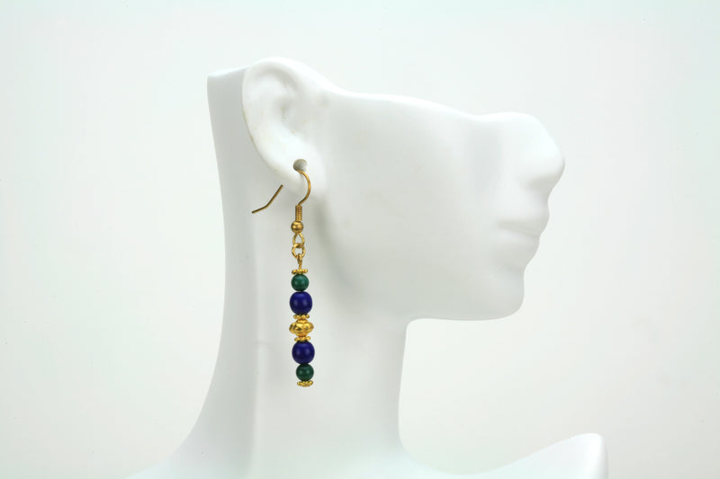 Blue and Green Gold Earrings