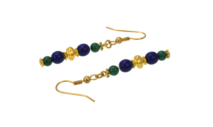 Blue and Green Gold Earrings