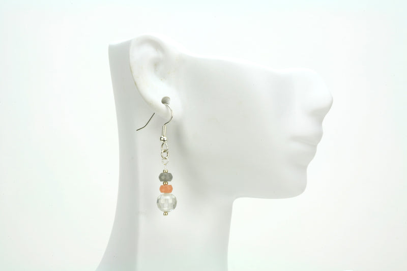 Moonstone and Crystal Silver Earrings