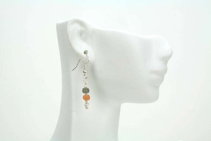 Crystal and Moonstone Silver Earrings
